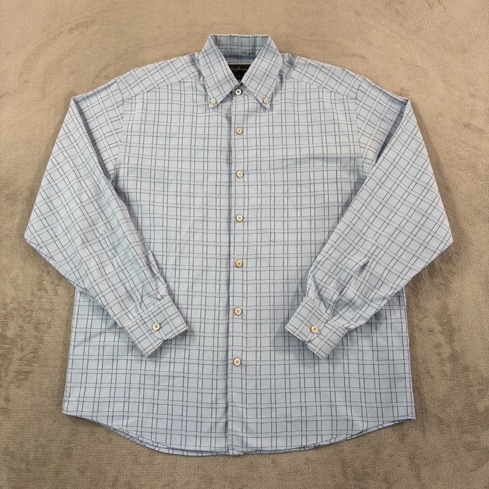 Ermegildo Zegna Pearl Buttons Shirt in Blue Check Cotton Blend Men Medium Italy
